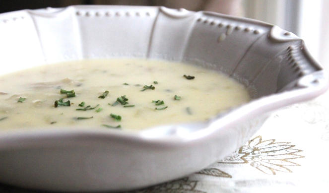 Creamy Potato and Green Chile Soup by The Stocked Pantry